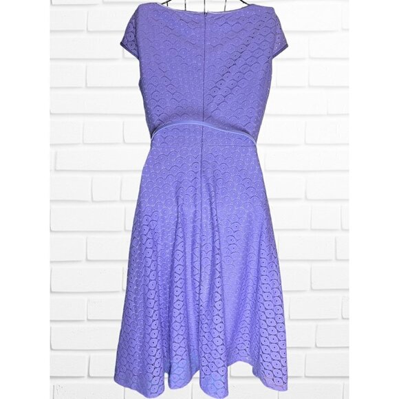 Evan Picone Black Label Women's 4 Dress Short‎ Sleeve Lace Lavender Belt Spring - Picture 4 of 8